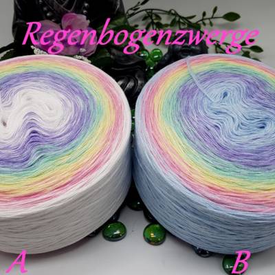(GP €80€/kg)3 fädig **Regenbogenzwerge** Farbverlaufsgarn / Bobbel / Wolle  Kunterbunt