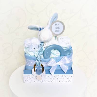 Windelgeschenk Hase Matrose blau – Originelle Geschenkidee zur Geburt & Babyparty