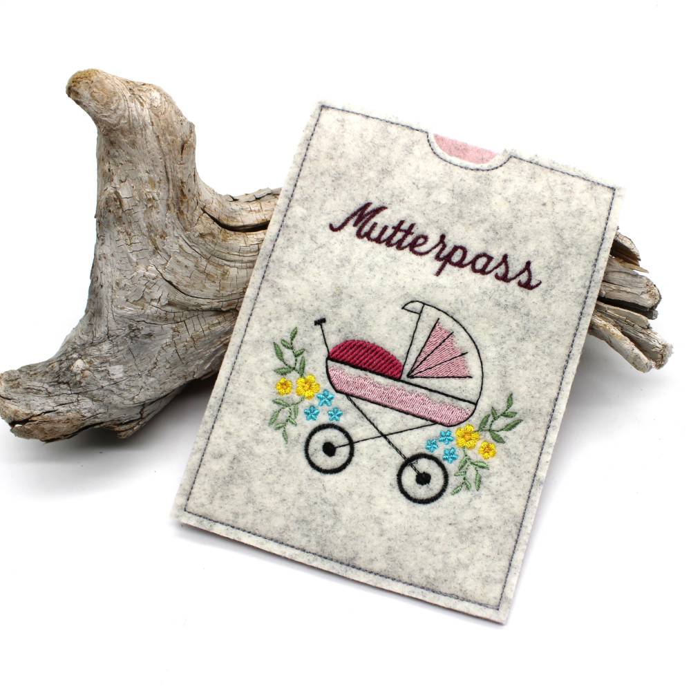ITH Stickdatei Mutterpass Kinderwagen Bild 3