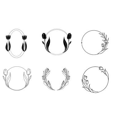 Tulpe Tulip Kranz Wreath Bundle PNG SVG Datei - Download Plotterdatei - Plotter File - Blumen Flowers