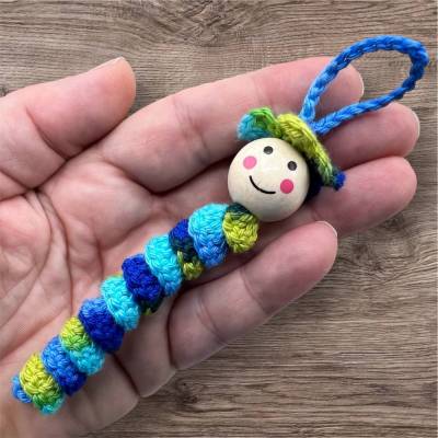 Bunte Sorgenwürmchen / Glückswürmchen / Häkelwürmchen / Talisman / Schlüsselanhänger / Echte Handarbeit /