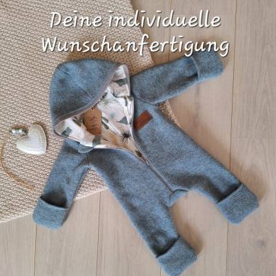 Wollwalkoverall mit Umschlagbündchen individuell gefertigt – Walkoverall nach Wunsch