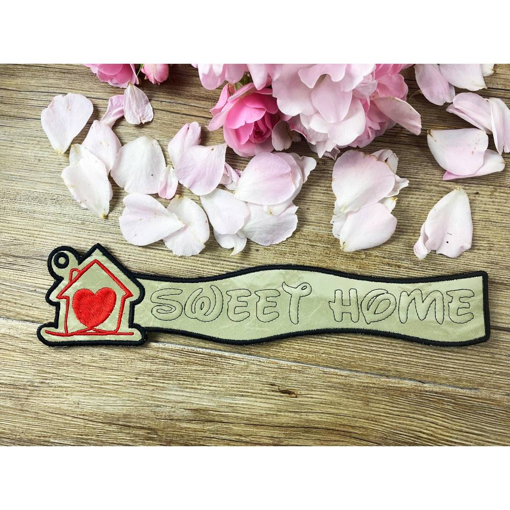 Stickdatei 3D-Anhänger SWEET HOME, Maschinenstickerei, Stickmuster mit Trapunto-Effekt, 3D-Stick, Lesezeichen Bild 2