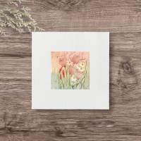 WIESENBLUMEN Mini Aquarell, Wandbild Geschenkidee Kunstdruck, Minibild Miniatur Sommerblumen im Landhausstil