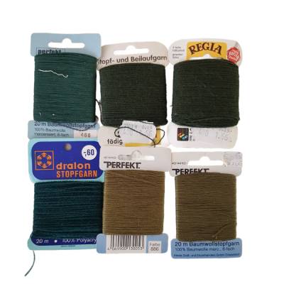 vintage, Konvolut - 6 x Stopfgarn in verschiedenen Farben, 4x20m + 2x 5 Gramm,  neu und gebraucht