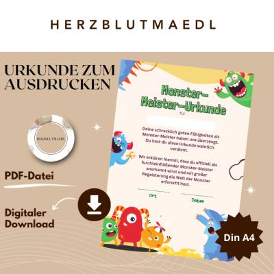Personalisierbare Monster-Urkunden für Kinder – Perfekt für Geburtstage & mehr