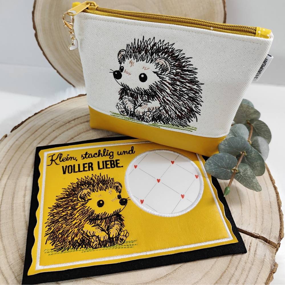 Stickdateien Set Igel im Scribble Stil inkl. ITH – 6 Motive für 10x10 cm Rahmen Bild 1