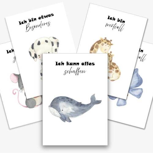 16 Affirmationskarten für Kinder PDF | Affirmationskarten Kinder ausdrucken | Kartenformat A6 | Mutmacherkarten für Kind