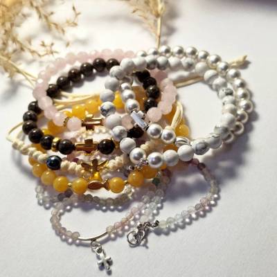 Edelstein Schmuck Geschenk Kommunion Konfirmation Taufe Geburtstag – Perlenarmband & Kette