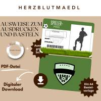 Bastelvorlage Fußball Spielerpass für Kindergeburtstag, Fußballparty, Fußballturniere - Tolles Mitgebsel