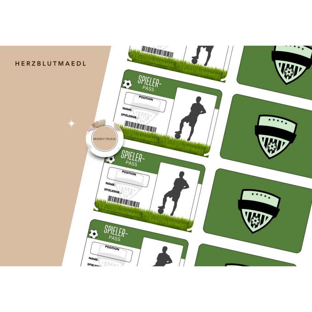 Bastelvorlage Fußball Spielerpass für Kindergeburtstag, Fußballparty, Fußballturniere - Tolles Mitgebsel Bild 7