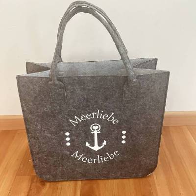 Filztasche „Meerliebe“ mit Anker – stabile Einkaufstasche, Aufbewahrung & Deko, maritimes Design