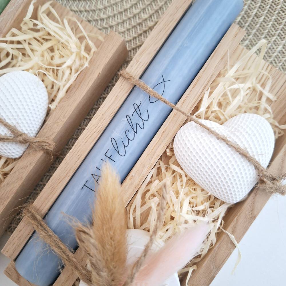 Taufe Taufgeschenk Dekoherz Kerzenhalter rund Geschenkset für Mädchen und Jungen zur heiligen Taufe Taufkerze