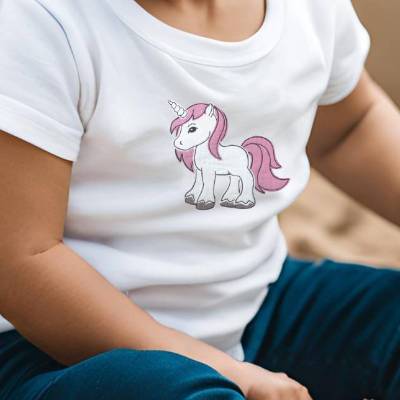 Personalisiertes Einhorn Kinder Shirt – Geburtstagsgeschenk Mädchen, Kita & Schule, 100% Baumwolle