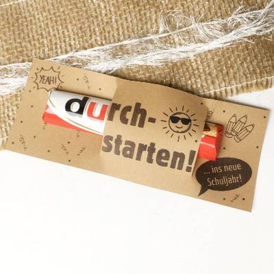 Druckvorlage Willkommensgeschenk Schulbeginn, Schulstart, Geschenkidee von Lehrer, für Schüler, durchstarten ins neue Sc