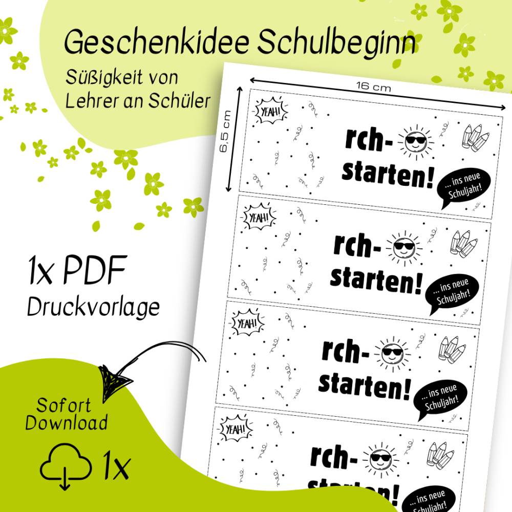 Druckvorlage Willkommensgeschenk Schulbeginn, Schulstart, Geschenkidee von Lehrer, für Schüler, durchstarten ins neue Sc Bild 2