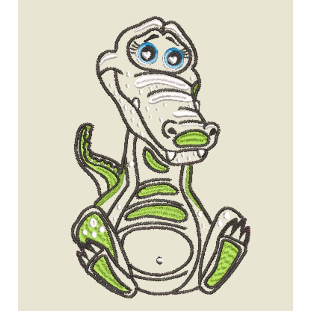 Stickdatei Applikation Kroko Krokolino in 3 Größen, Maschinenstickerei, Stickmuster mit Tiermotiv Bild 2