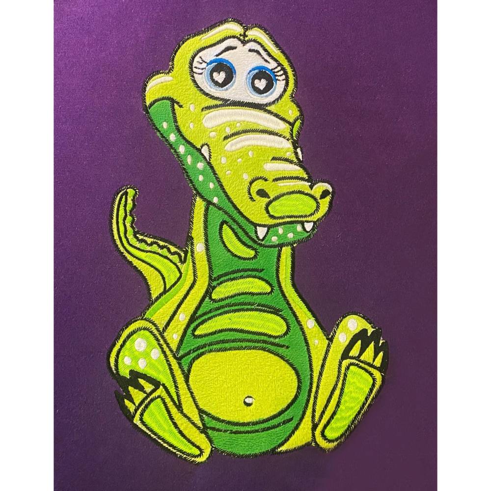 Stickdatei Applikation Kroko Krokolino in 3 Größen, Maschinenstickerei, Stickmuster mit Tiermotiv Bild 3
