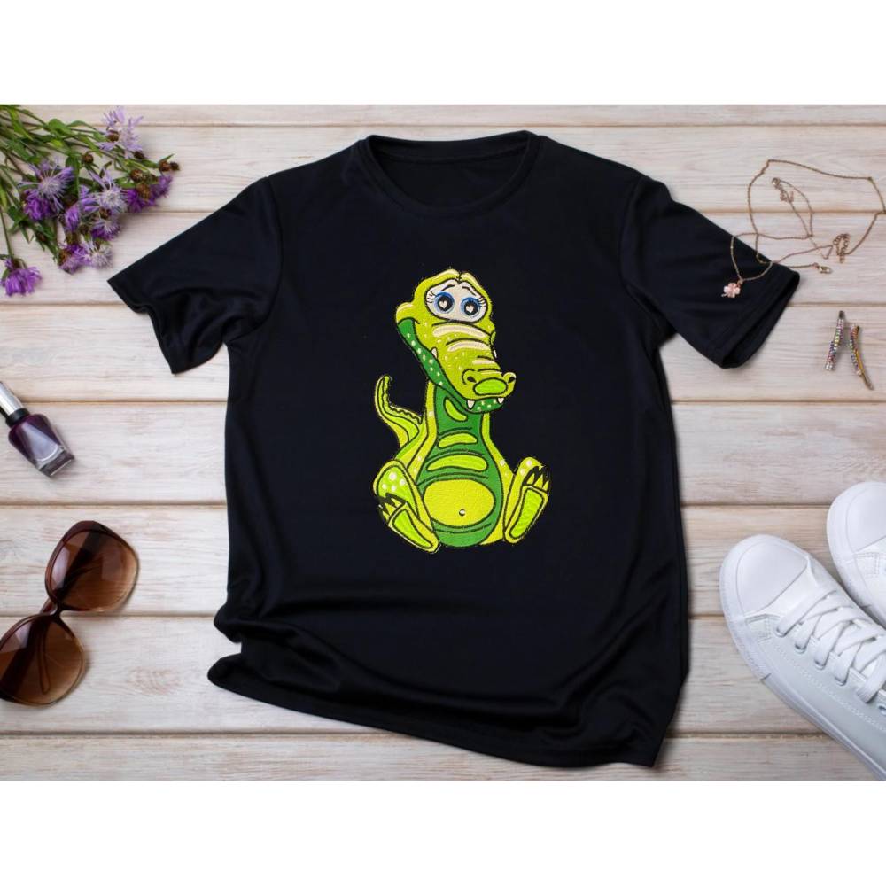 Stickdatei Applikation Kroko Krokolino in 3 Größen, Maschinenstickerei, Stickmuster mit Tiermotiv Bild 5