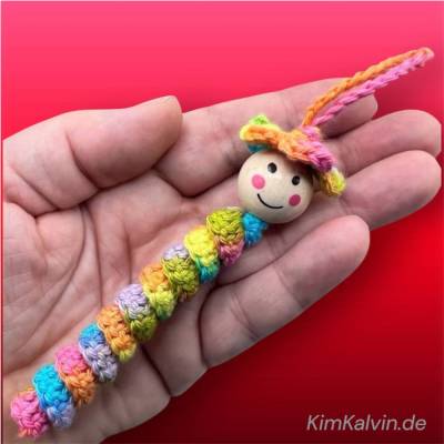 Bunte Sorgenwürmchen / Glückswürmchen / Häkelwürmchen / Talisman / Schlüsselanhänger / Echte Handarbeit