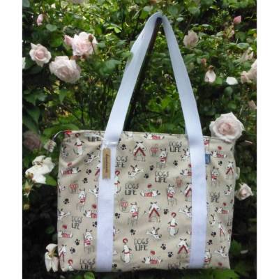 Strandtasche Dogs Life mit wasserfester Innentasche