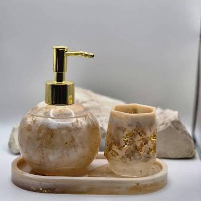 Badezimmerset Seifenspender Champagner 