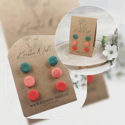 Ohrstecker „Rund“ 3er-Set (aus hypoallergenem Edelstahl, Nickelfrei) Beige Braun Rost