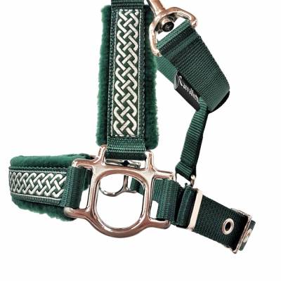 Halfter Merlin grün silber Mini Shetty XS – 3-fach verstellbar & weich gepolstert