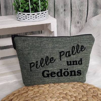 Kosmetiktasche M (Farbbeispiel oliv), mit Aufdruck, Polstercanvas in 36 Farben
