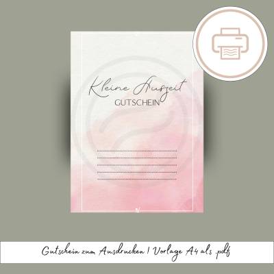 Gutschein Kleine Auszeit, druckbares Last Minute Geschenk Druckvorlage Gutschein verschiedene Anlässe