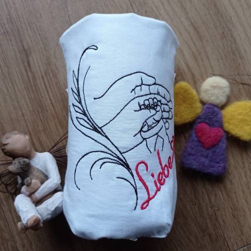 Besticktes Lichtersäckchen, Trauerlicht, Erinnerungslicht - Liebe mit Händen - Gedenklicht, Fehlgeburt