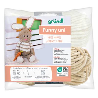 Gründl Funny Chenillegarn Häkelset Hase Hoppel Kreativset Häkeln Nähen Nähset Bastelset