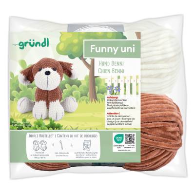 Gründl Funny Chenillegarn Häkelset Hund Benni Kreativset Häkeln Nähen Nähset Bastelset 