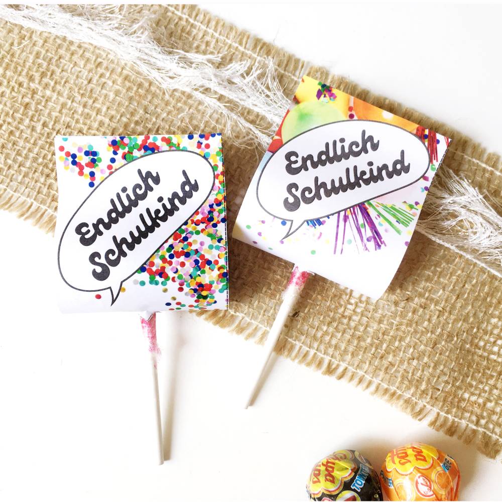 Druckvorlage Endlich Schulkind, Geschenk Einschulung, 1. Klasse, Lolly, Erstklässler, Schultüte, Schulanfang Bild 3