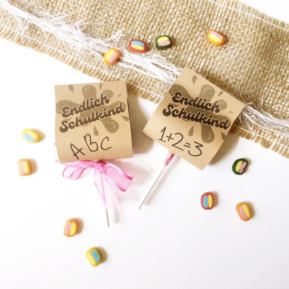 Druckvorlage Endlich Schulkind, Geschenk Einschulung, 1. Klasse, Lolly, Erstklässler, Schultüte, Schulanfang Bild 4