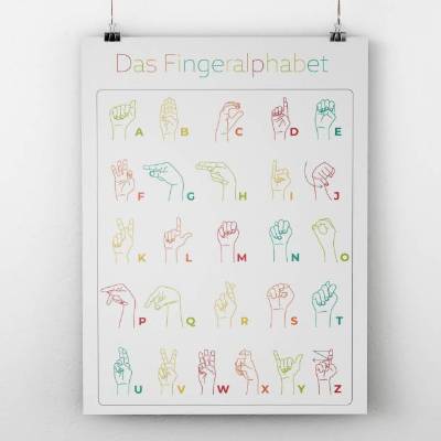 Kinder Alphabet Poster - Fingeralphabet A4 (Digitaler Download) | Lernposter für Kinder | Fingeralphabet Lernhilfe | Kin