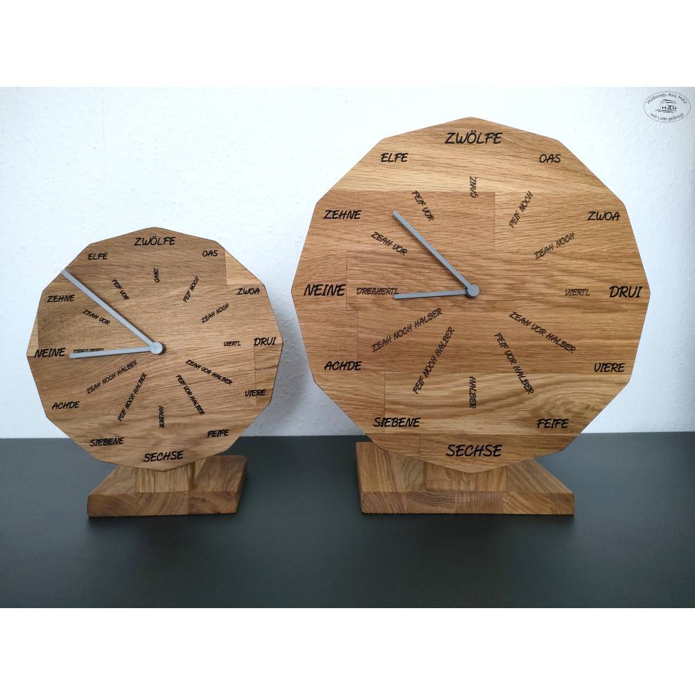 schwäbische Uhr aus Eichenholz mit Standfuß, 20 cm Bild 10