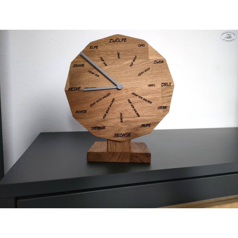 schwäbische Uhr aus Eichenholz mit Standfuß, 20 cm Bild 5