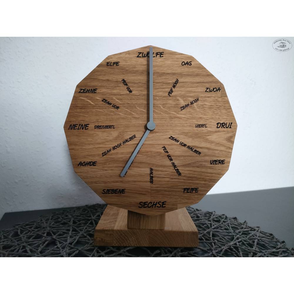 schwäbische Uhr aus Eichenholz mit Standfuß, 20 cm Bild 8