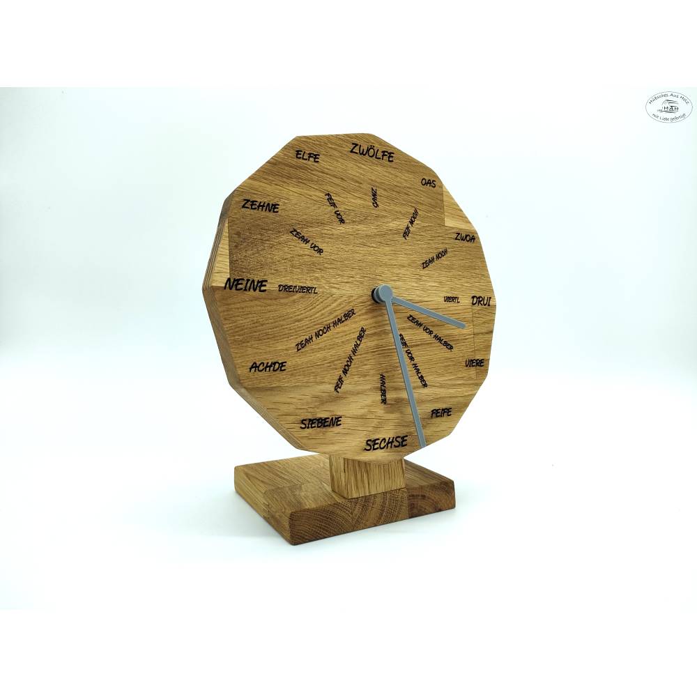 schwäbische Uhr aus Eichenholz mit Standfuß, 20 cm Bild 9