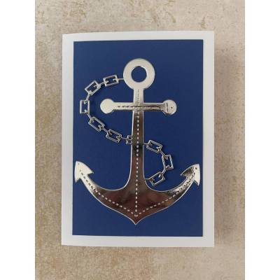 Edle Grußkarte, maritim, Ankermotiv, Handarbeit mit Umschlag
