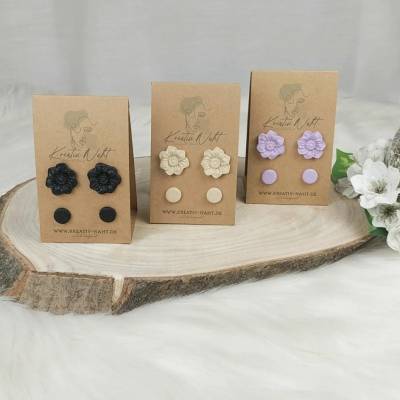 Ohrstecker „Blumen / Rund “ 2er-Set (aus hypoallergenem Edelstahl, Nickelfrei) verschiede Farben