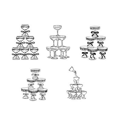 Champagner Turm Champagne Tower Bundle PNG SVG Datei - Download Plotterdatei - Plotter File - Drinks Alkohol Party Weddi