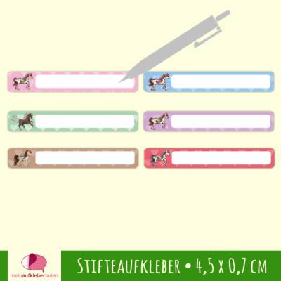 Stifteaufkleber | Pferde - Herzchen - 0,7 x 4,5 cm - blanko zum Selbstbeschriften