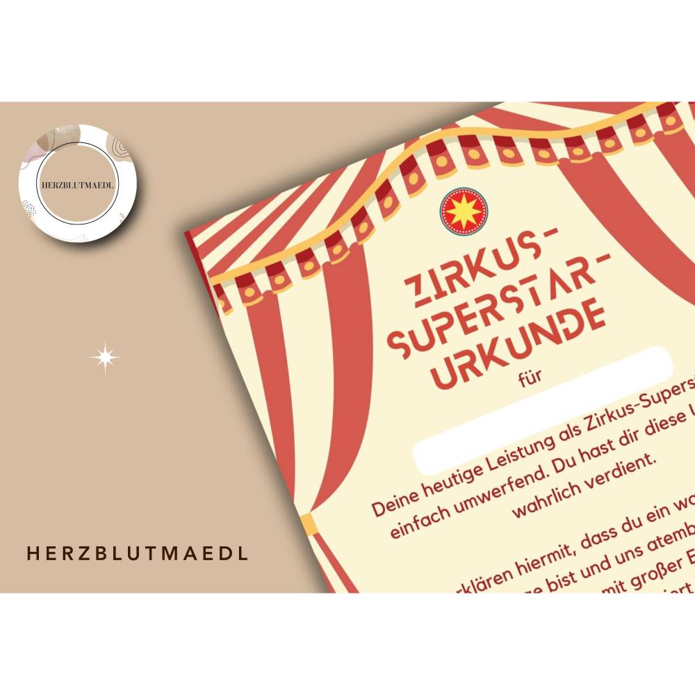 Personalisierte Zirkus-Urkunde für Kinder – Das perfekte Mitgebsel für Kindergeburtstage & Zirkusfeste Bild 5