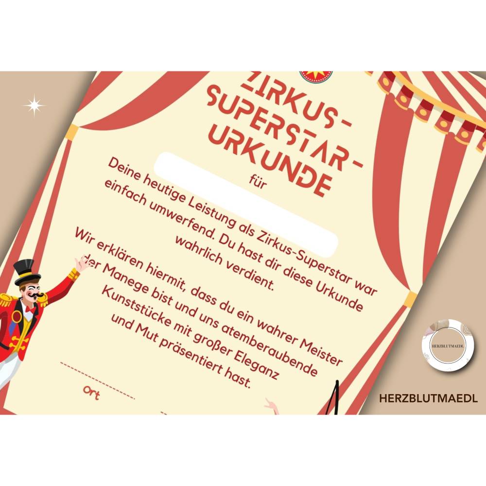 Personalisierte Zirkus-Urkunde für Kinder – Das perfekte Mitgebsel für Kindergeburtstage & Zirkusfeste Bild 6