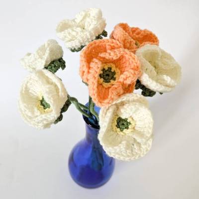 Gehäkelter Mohnblumenstrauß zweifarbig | handgemachte Mohnblumen | Blumen Deko | ErzieherInnen Geschenkidee LehrerInnen