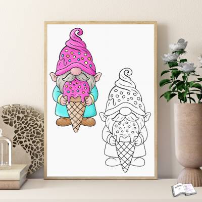 Digiset & Plott Eiscreme Wichtel Bertie – Digitales Set: PNG, SVG, JPEG & Lizenz