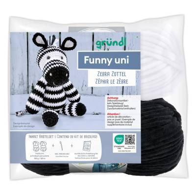 Gründl Funny Chenillegarn Häkelset Zebra Zottel Kreativset Häkeln Bastelset Amigurumi Set