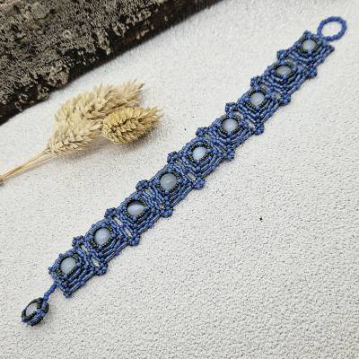 Armband Vierecke blau | 19cm | metallfrei | Handarbeit | Geschenk